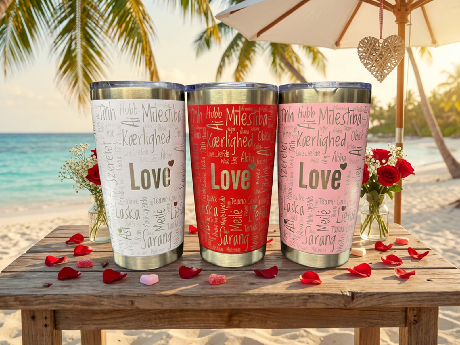 LOVE in 100 Hundred Languages. 20oz Stainless Steel Tumbler.
