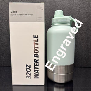 Pet 32oz Water Bottle with two integrated feeder/water bowls.