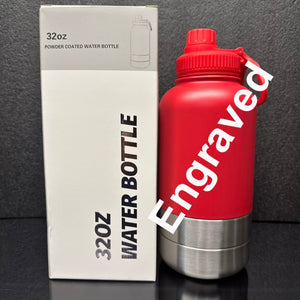 Pet 32oz Water Bottle with two integrated feeder/water bowls.