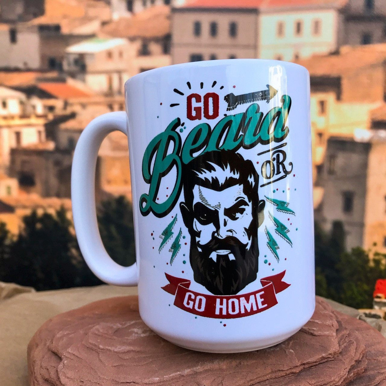 Go Beard or Go Home Ceramic Mug. Left