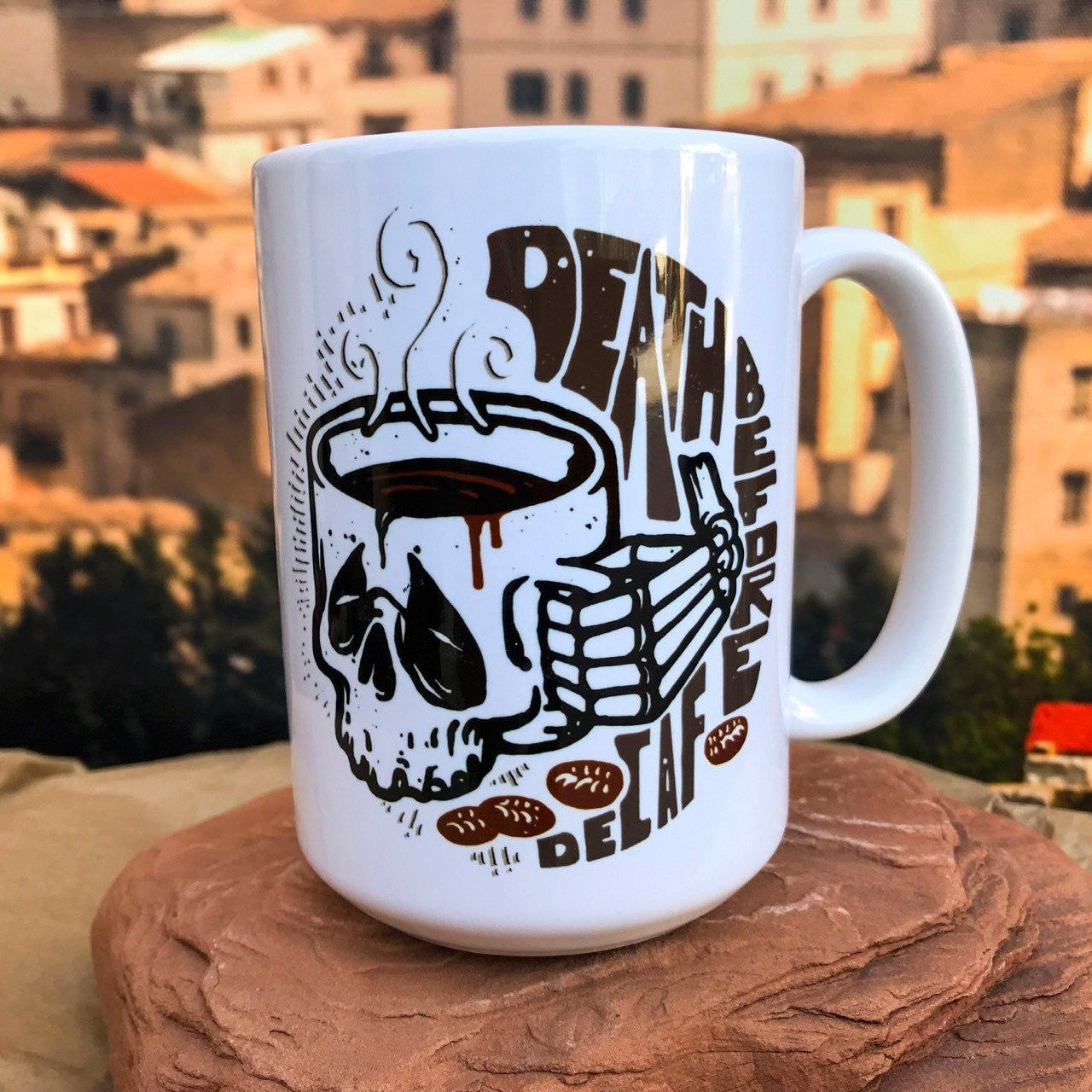 Death Before Decaf. Ceramic Mug Right