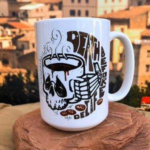 Death Before Decaf. Ceramic Mug Right