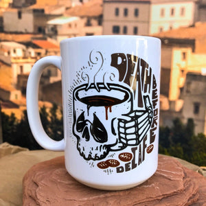 Death Before Decaf. Ceramic Mug Left