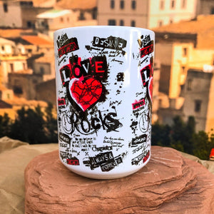Love Rocks Ceramic Mug. Front
