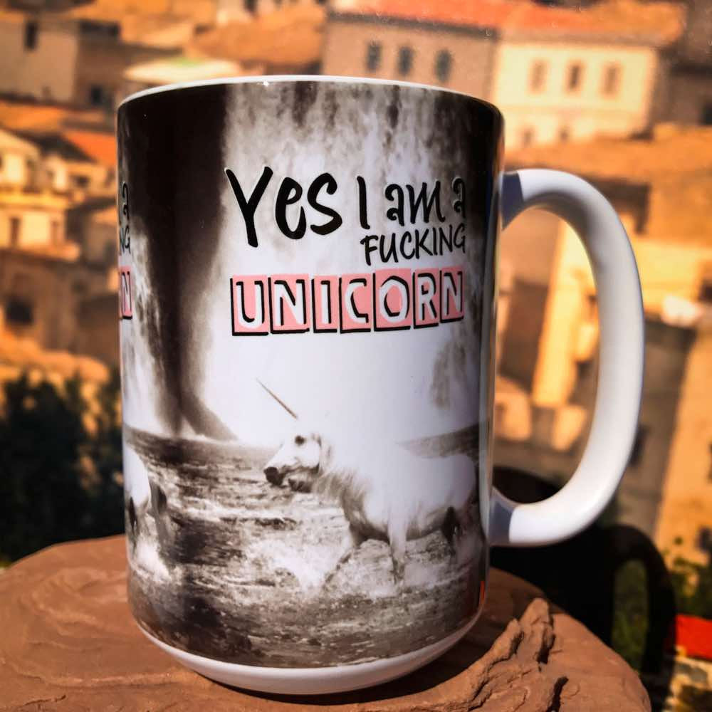 Yes, I am Fucking Unicorn Ceramic Mug. Left