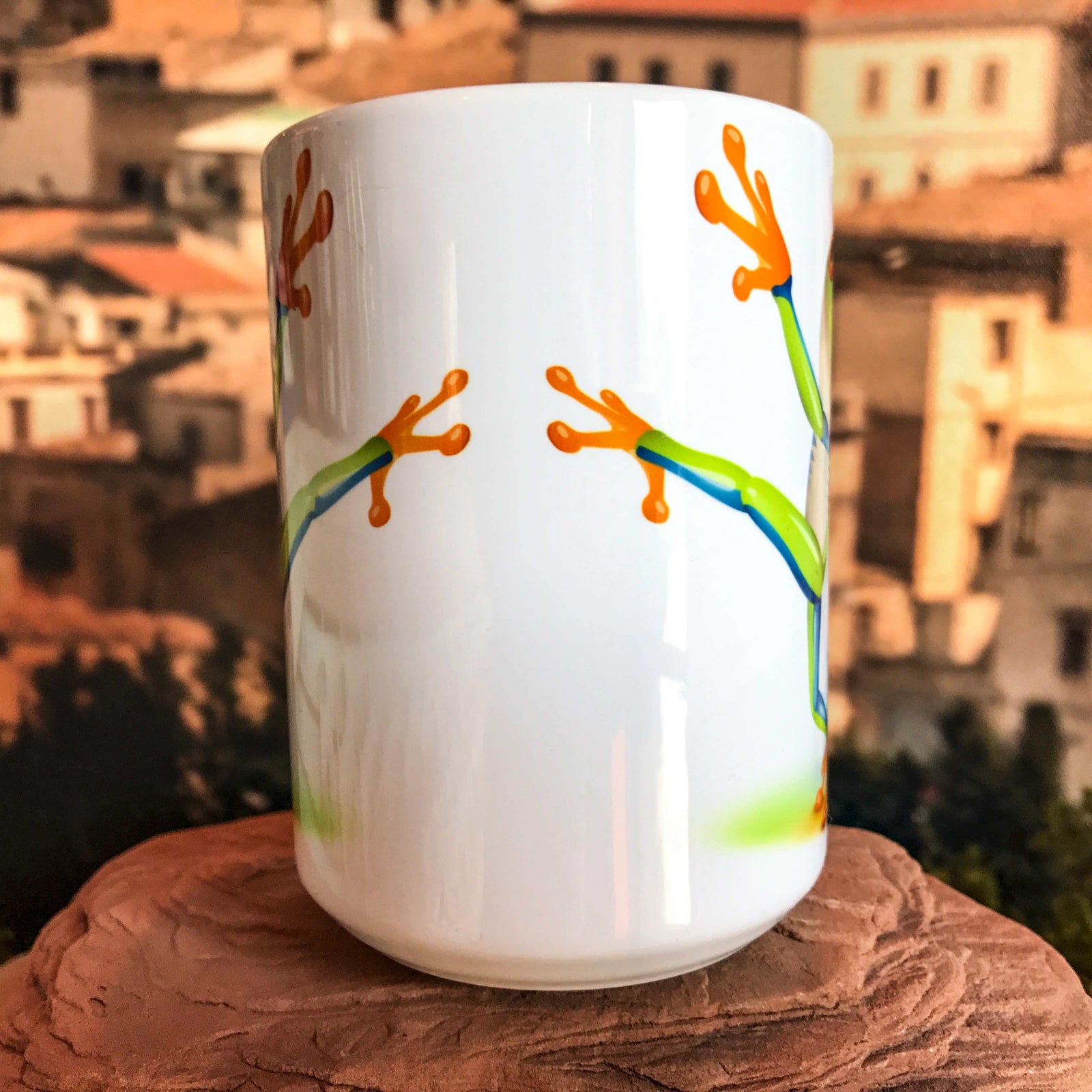 Fabulous Frog Mug -Tree Frog Coffee Mug. Left