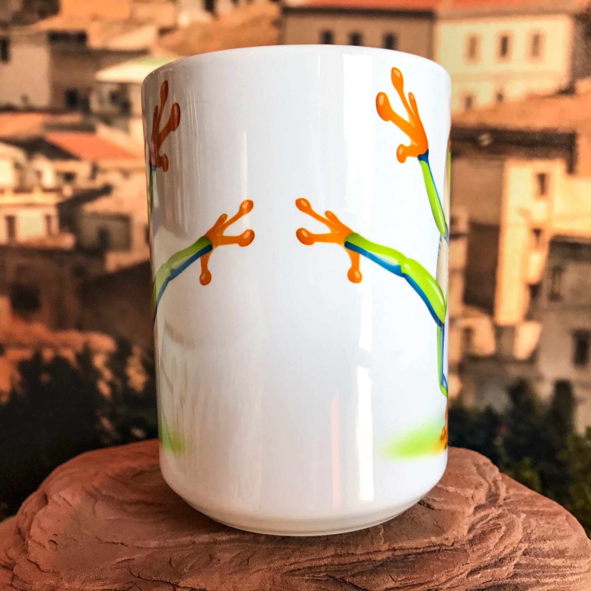 Fabulous Frog Mug -Tree Frog Coffee Mug. Left