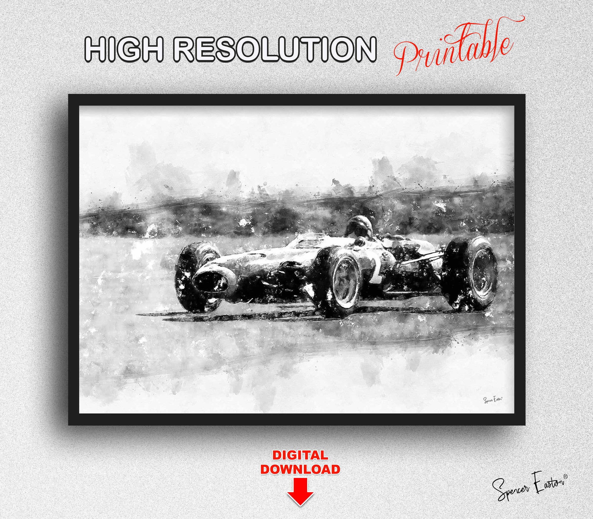 Jackie Stewart 1967 BRM Watercolor High Resolution Digital Download Artwork